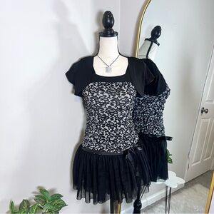 Byer Wear Vintage Black Ruched Drop Waist Formal Mini Dress